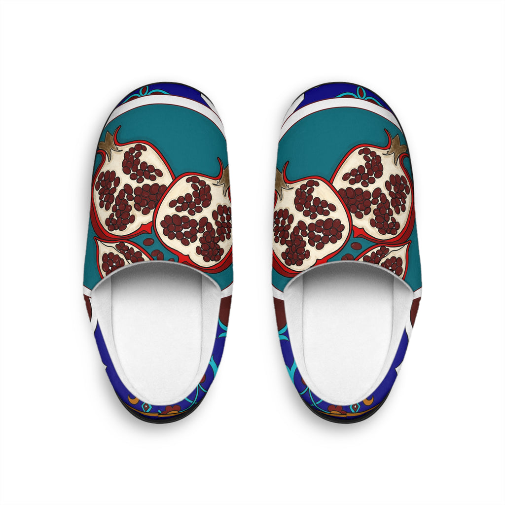 Pomegranate Pattern Men’s Indoor Slippers — Cozy Decorative House Shoes