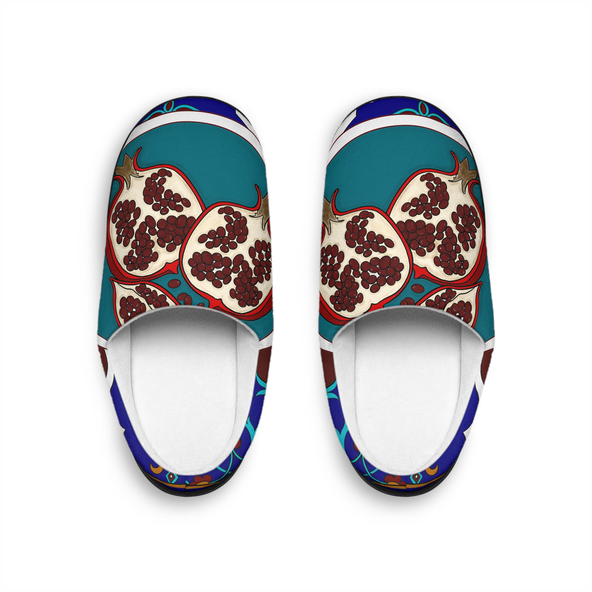 Pomegranate Pattern Men’s Indoor Slippers — Cozy Decorative House Shoes