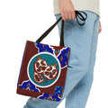 Pomegranate Tile Tote Bag — Mediterranean Pattern All-Over Print