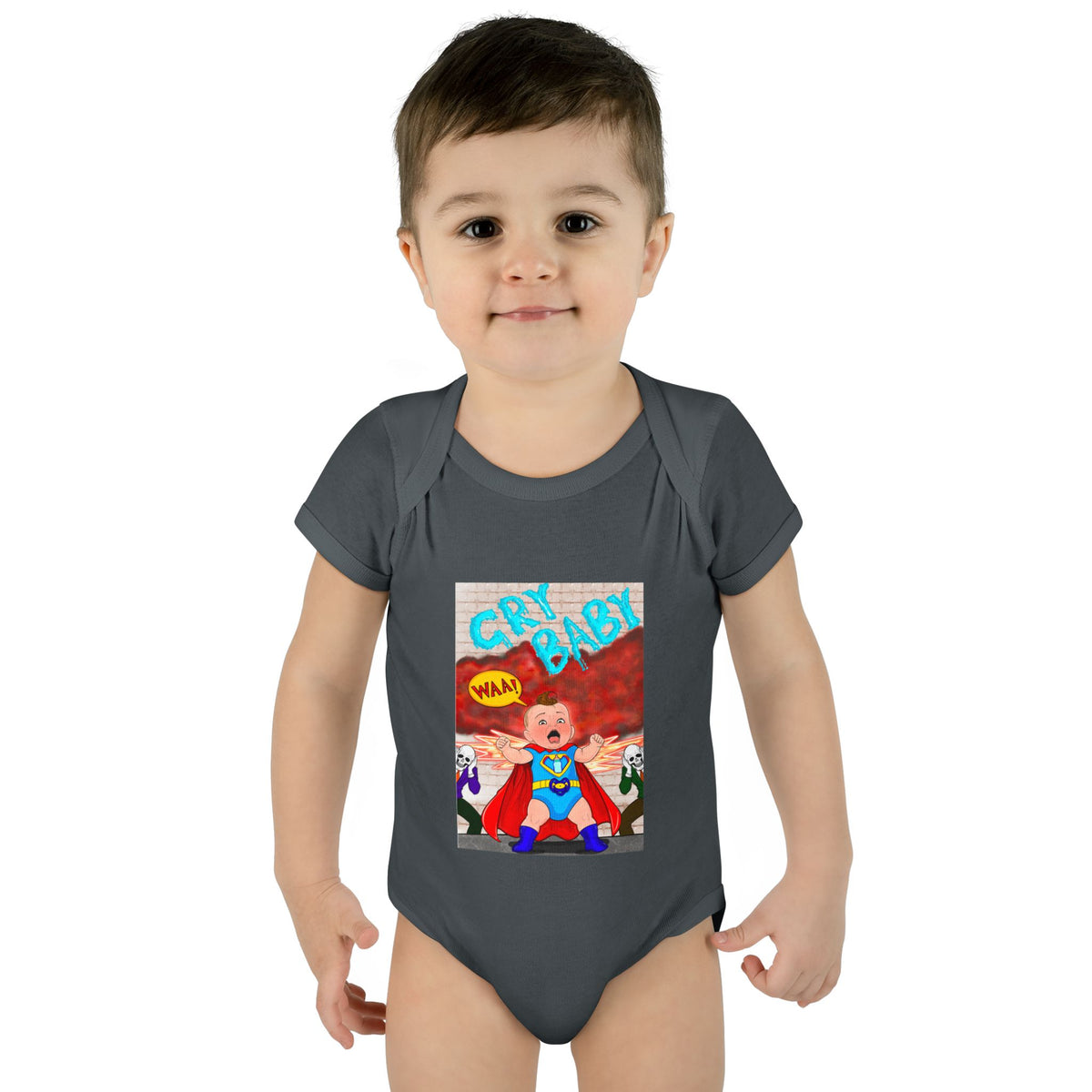 Superhero Cry Baby Infant Bodysuit — Funny Baby Onesie