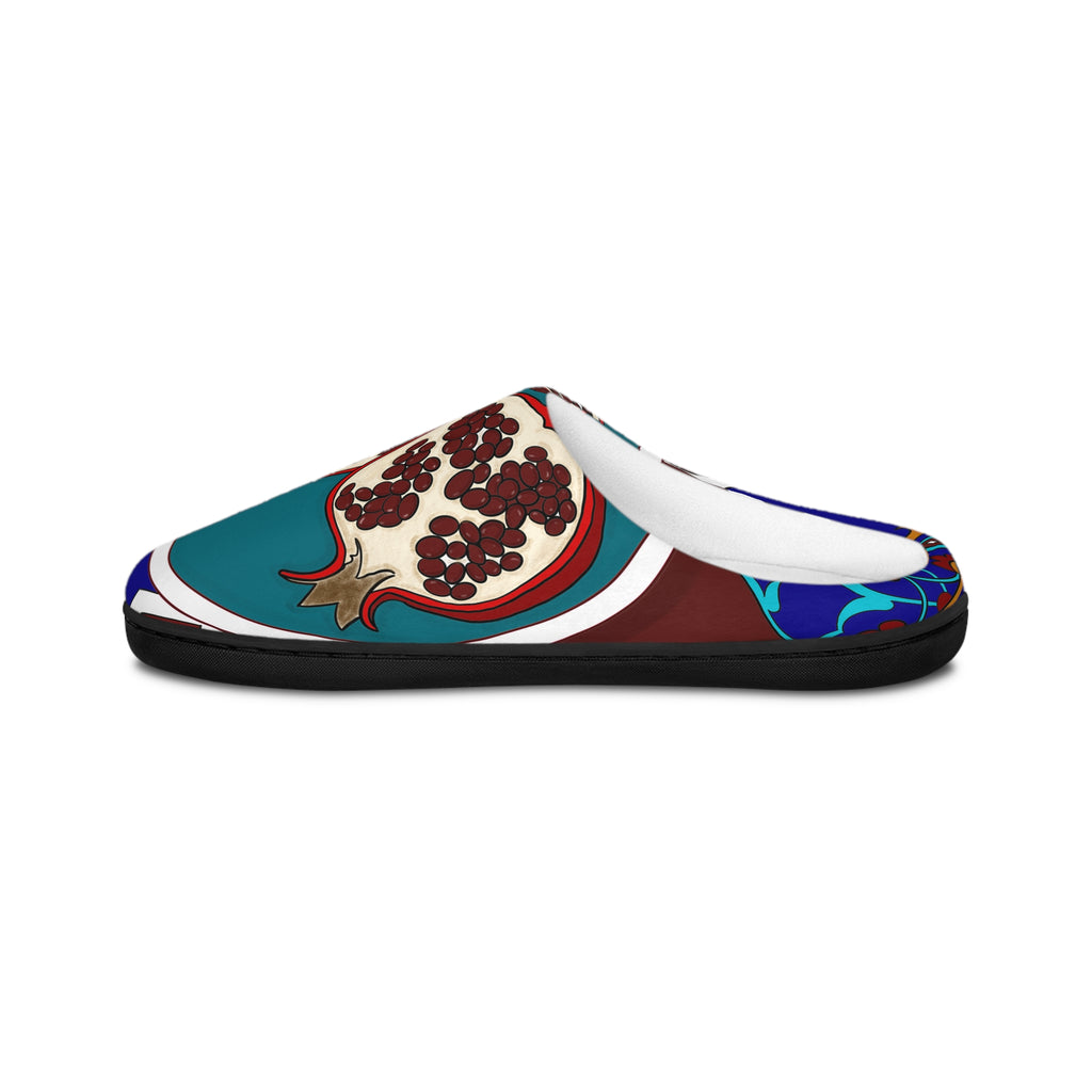Pomegranate Pattern Men’s Indoor Slippers — Cozy Decorative House Shoes