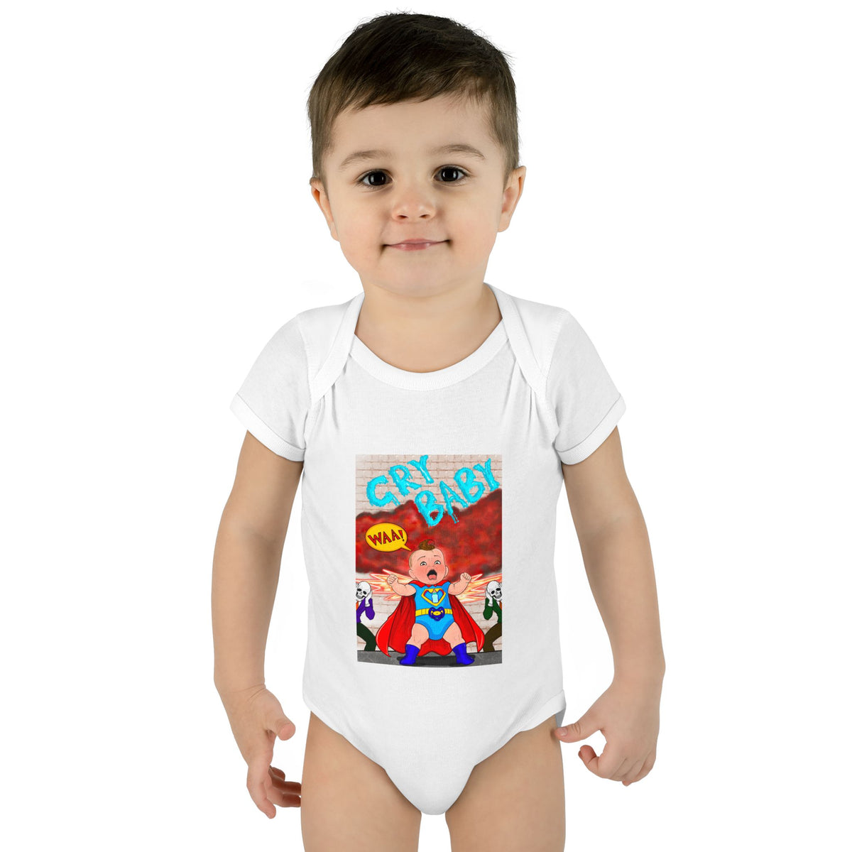 Superhero Cry Baby Infant Bodysuit — Funny Baby Onesie