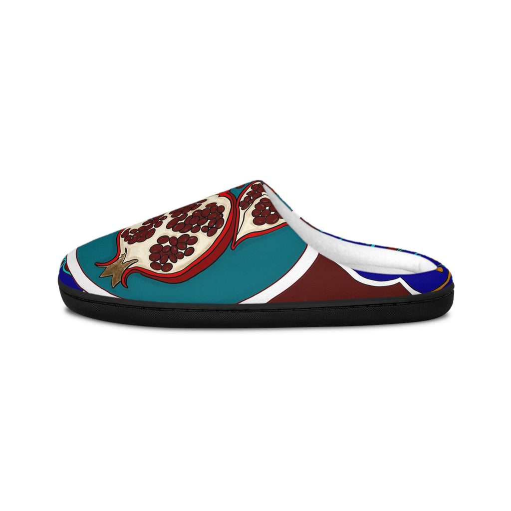 Pomegranate Pattern Men’s Indoor Slippers — Cozy Decorative House Shoes