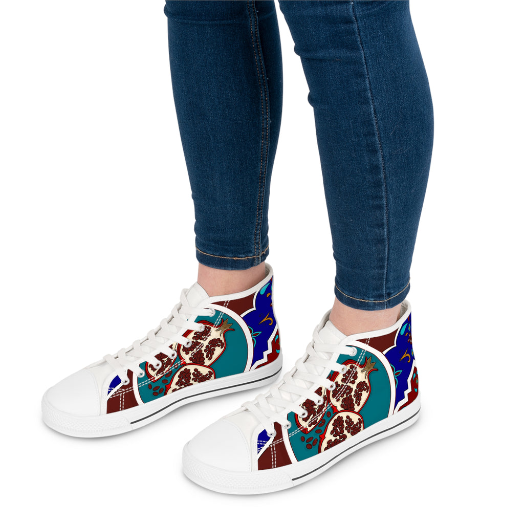 Pomegranate Tile Women's High Top Sneakers