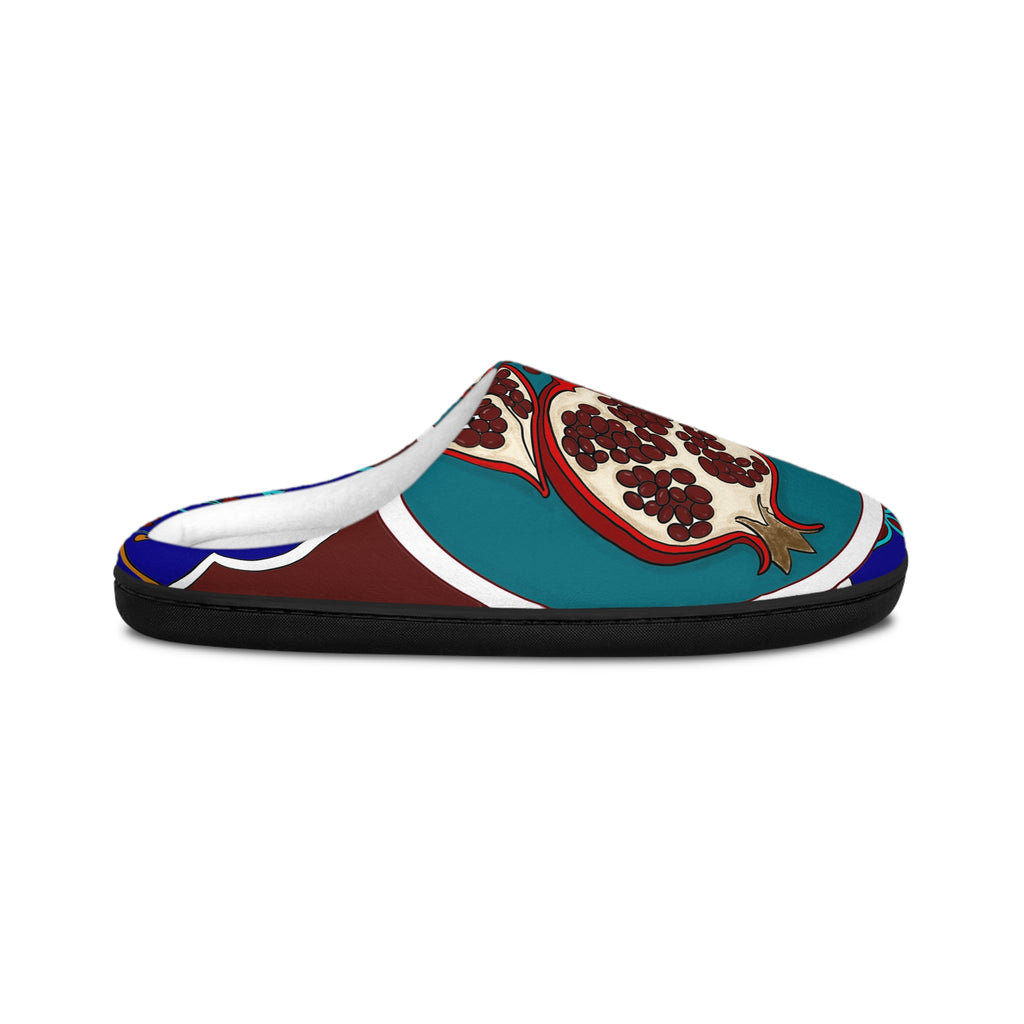 Pomegranate Pattern Men’s Indoor Slippers — Cozy Decorative House Shoes