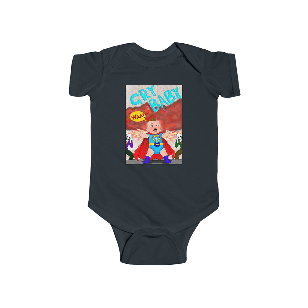 Cry Baby Infant Bodysuit — Cute Superhero Baby Graphic Onesie