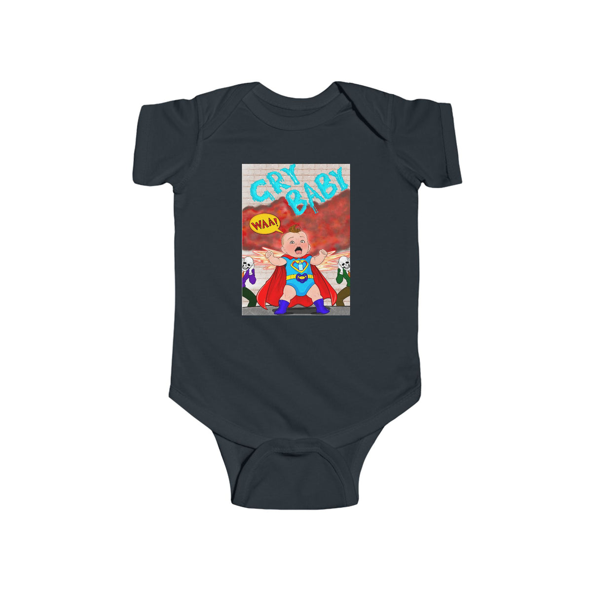 Cry Baby Infant Bodysuit — Cute Superhero Baby Graphic Onesie